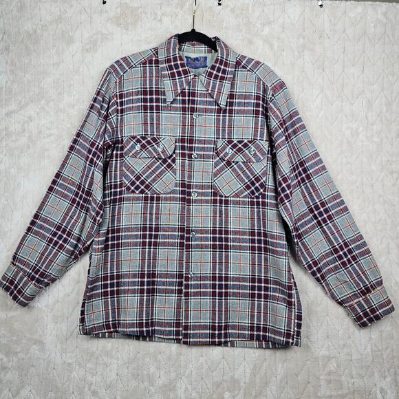 Vintage Pendleton Board Shirt Mens Medium USA Made Loop Collar Plaid Outdoors - Picture 1 of 7